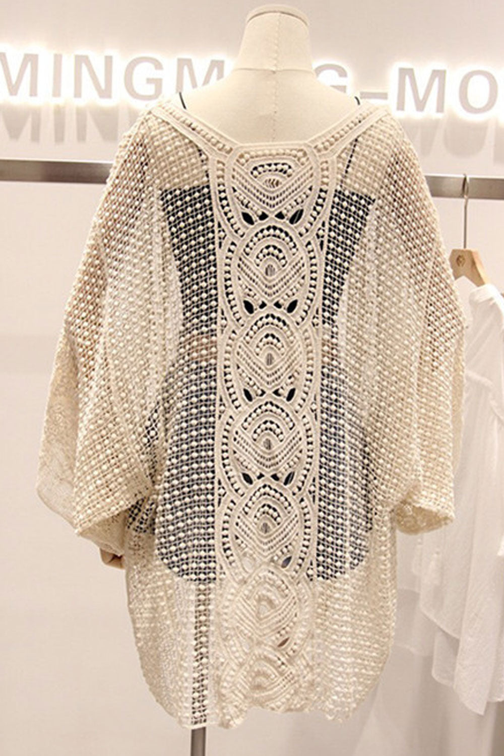 Women Knitted Hollow Solid Colored Breathable Cover-Up