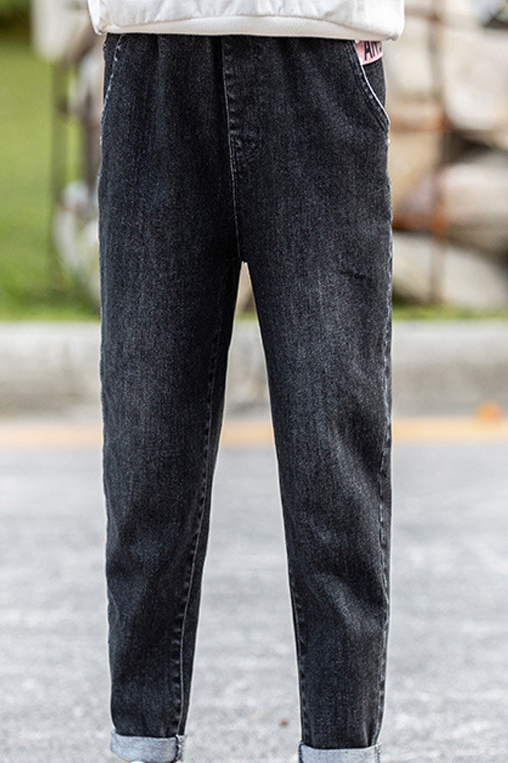 Kids Girls Straight Length Solid Colored Beautiful Jeans