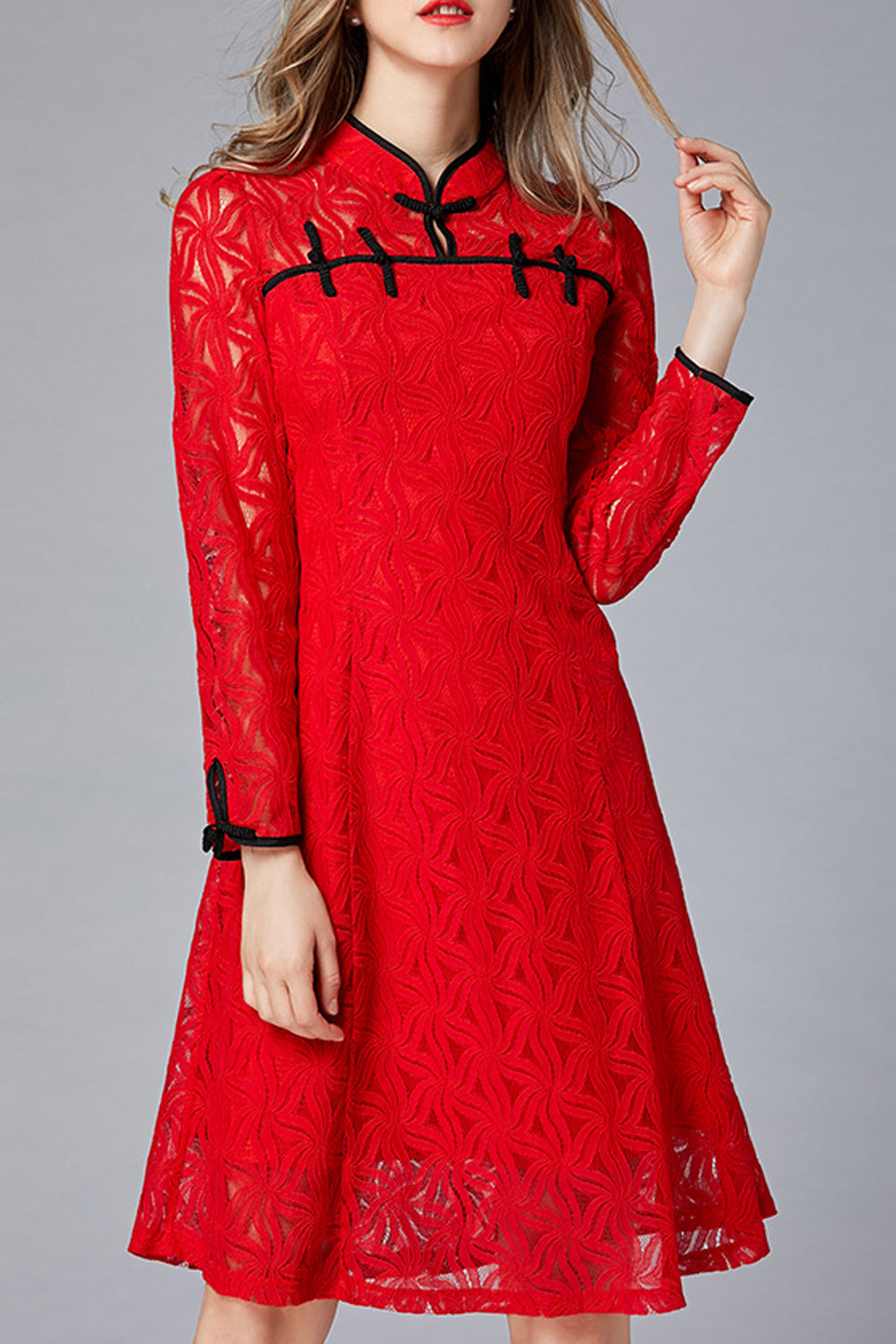 Women Halter Long Sleeve Lace Up Short Dress
