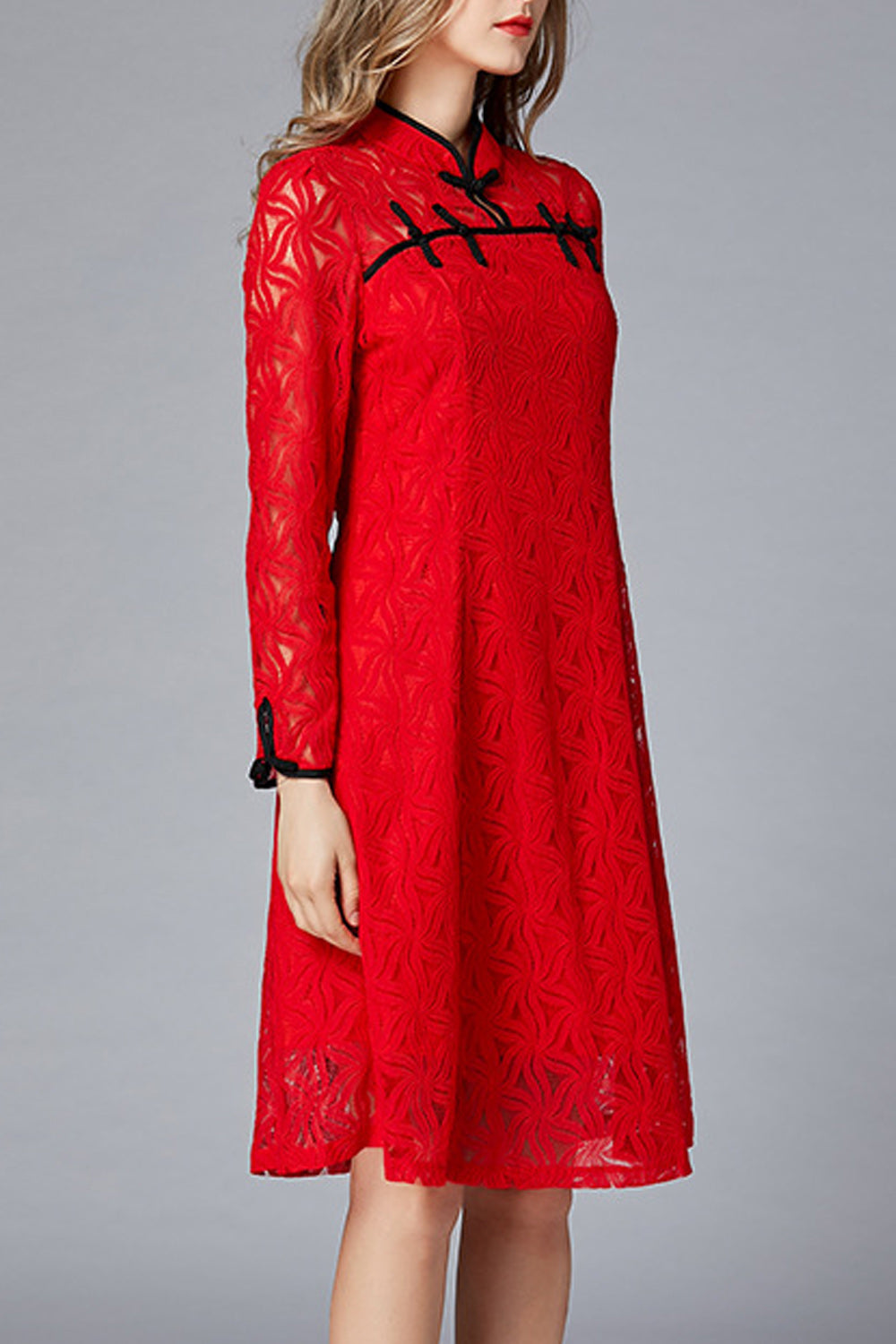 Women Halter Long Sleeve Lace Up Short Dress