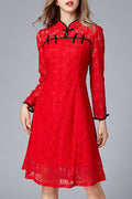 Women Halter Long Sleeve Lace Up Short Dress