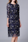 Woomen Beautiful Embroidered Short Sleeve Slim Fit Dress