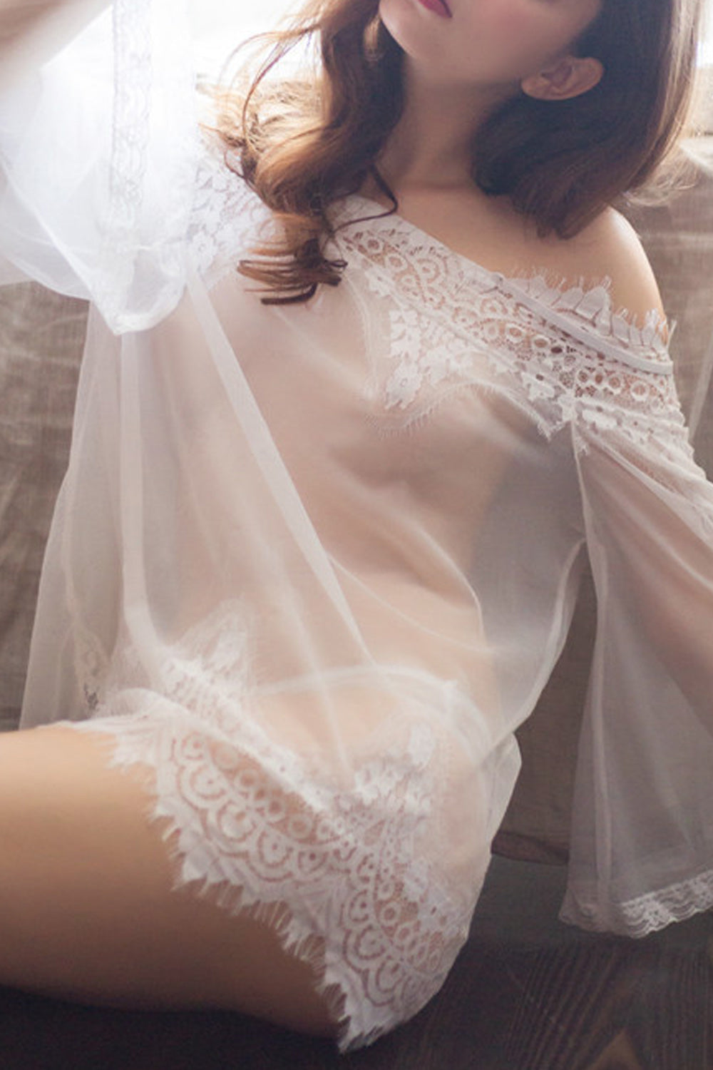 Women Breathable Chiffon Lace Styled Lingerie