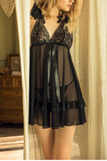 Women Short Sleeve Breathable Solid Pattern Deep V-Neck Lingerie