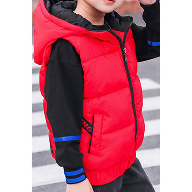Kids Boys Solid Colored Thick Zipper Closure Cozy Padded Vest