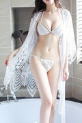 Women Breathable Front Open Solid Pattern Lingerie