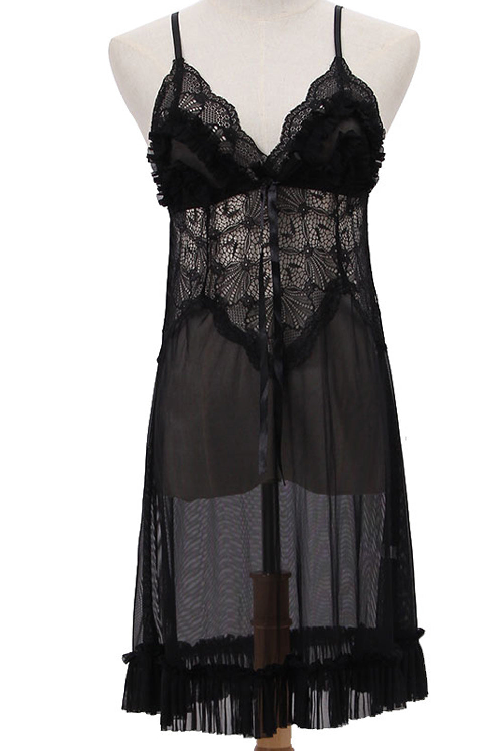 Women Stylish Ruffled Hem Embroidered Style Lingerie