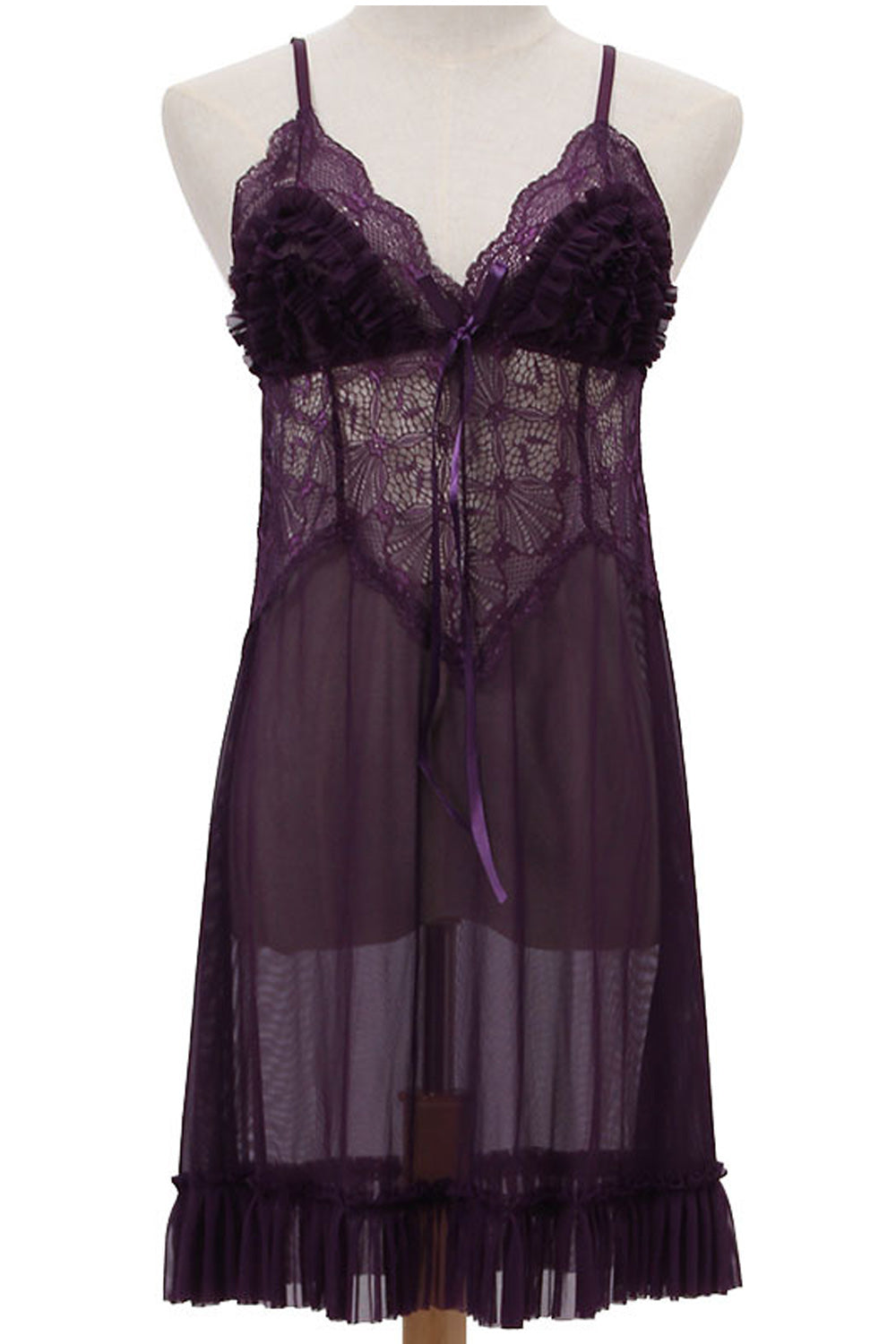 Women Stylish Ruffled Hem Embroidered Style Lingerie