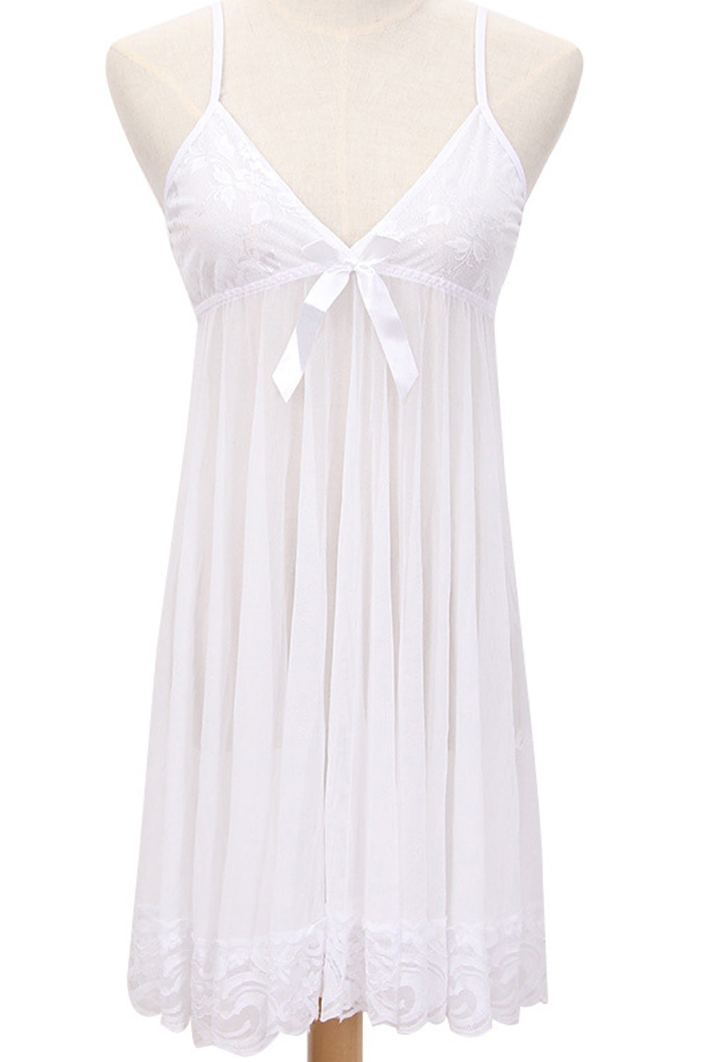 Women Solid Pattern Lace Hem Beautiful Lingerie