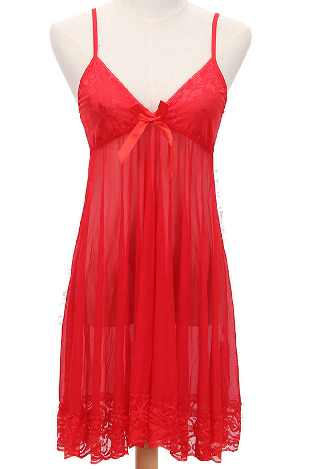 Women Solid Pattern Lace Hem Beautiful Lingerie