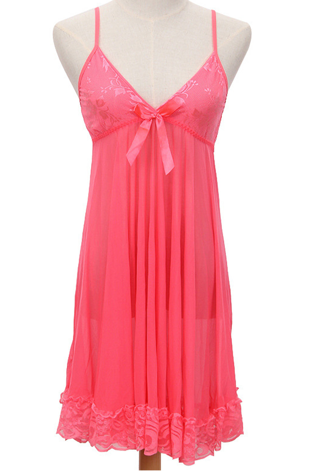 Women Solid Pattern Lace Hem Beautiful Lingerie