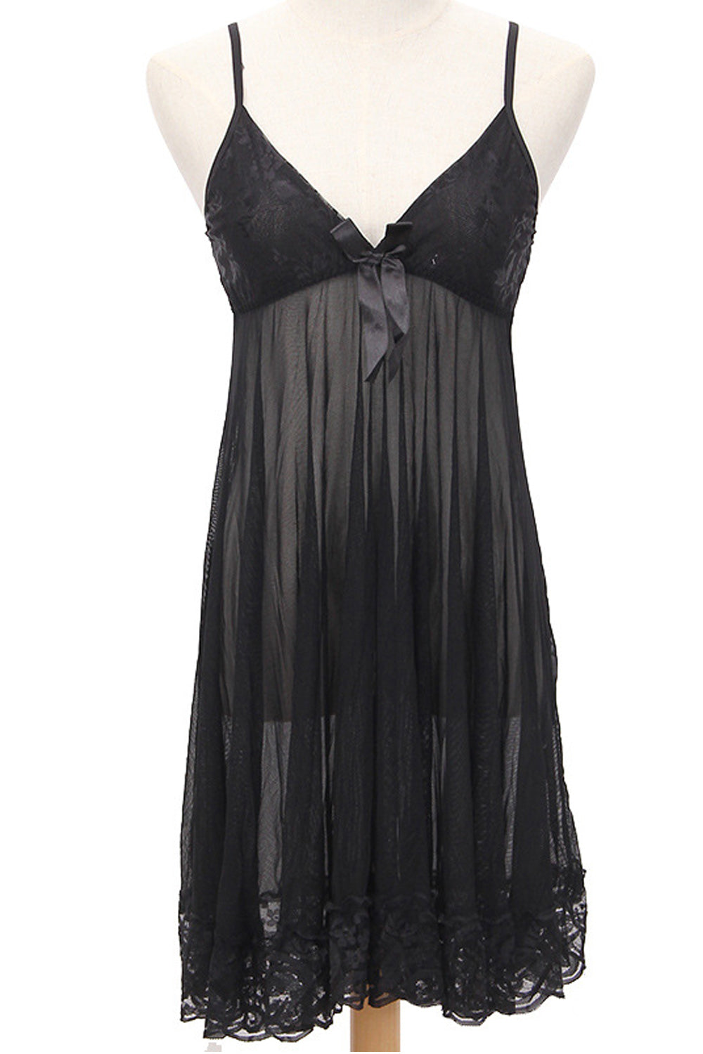Women Solid Pattern Lace Hem Beautiful Lingerie