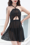 Women Tie Knot Neck Solid Colored Thin Classy Lingerie