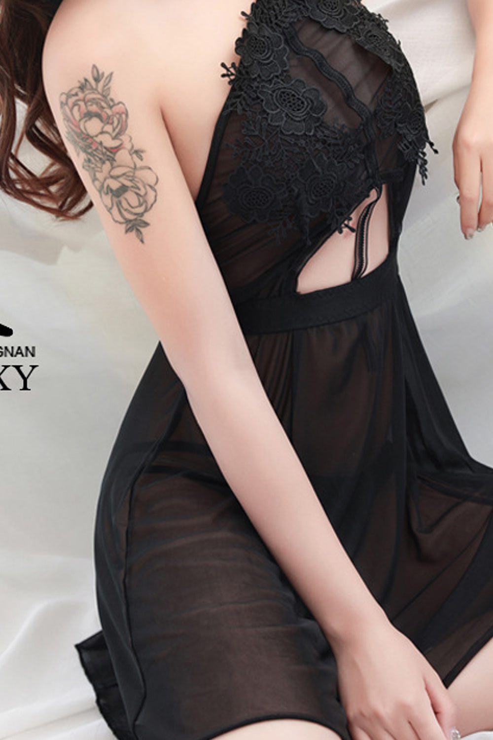Women Tie Knot Neck Solid Colored Thin Classy Lingerie
