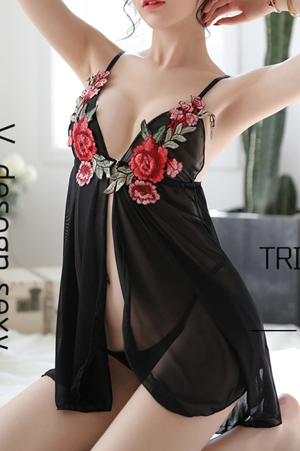 Women Flower Embroidered Beautiful Thin Lingerie