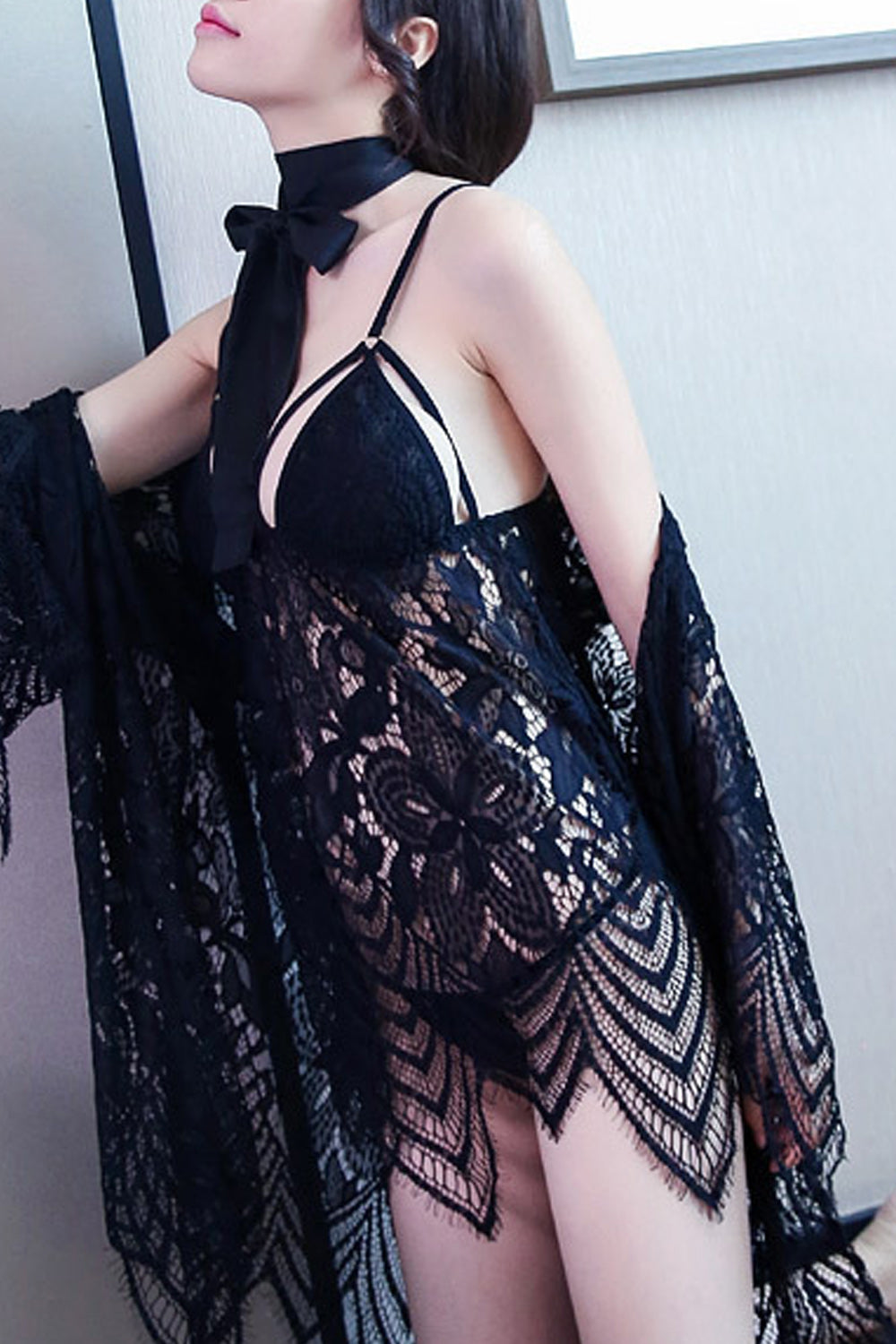 Women Beautiful Hollow Lace Trendy Night Lingerie