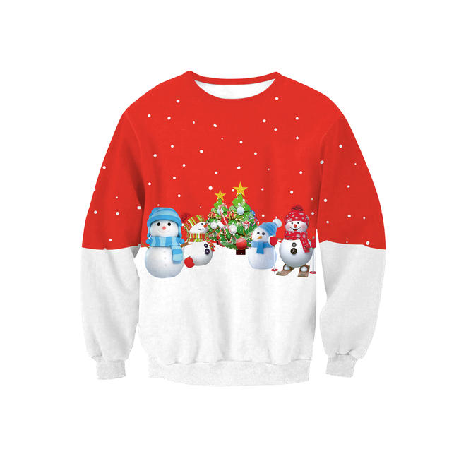 Women Cute Christmas Pattern Round Neck Sweatshirt