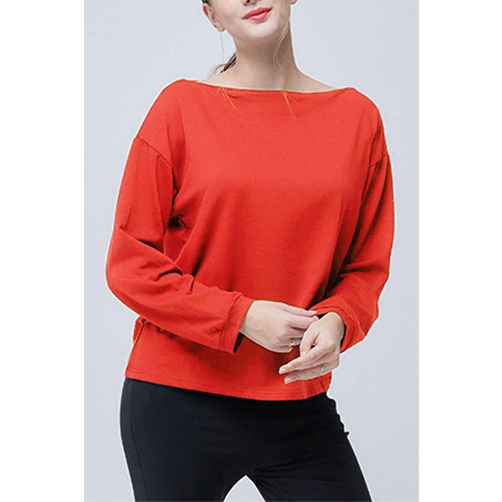 Women Knitted Long Sleeve Round Neck Splendid solid Pattern Ribbed Hem Comfortable Casual Winter Sweatshirt