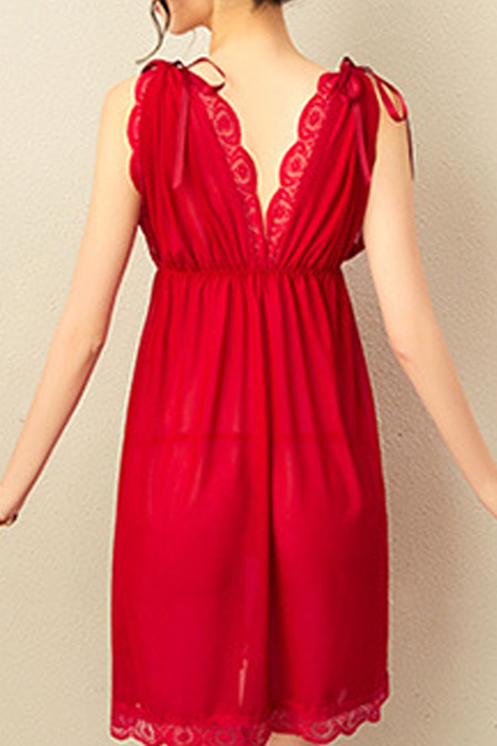 Women Fashionable Solid Colored Ribbon Decorated Beautiful Lingerie