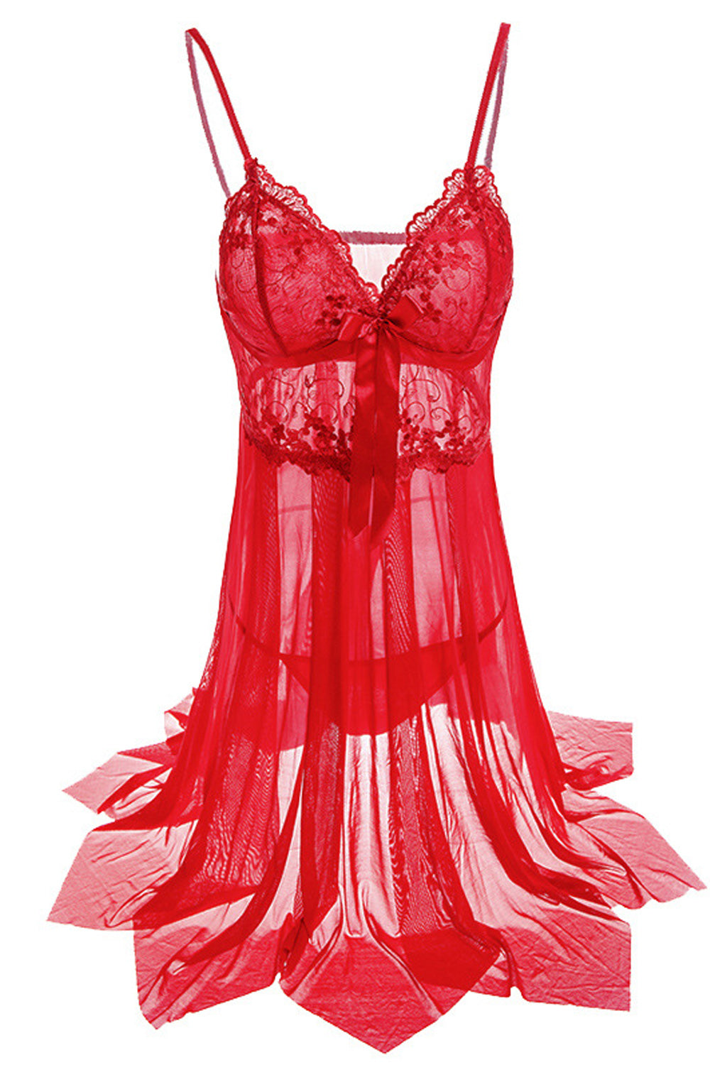 Women Pretty Solid Pattern Ribbon Attached Beautiful Lightweight Lingerie