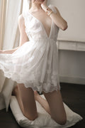 Women Cross Strap Neck Flower Embroidered Pretty Lingerie