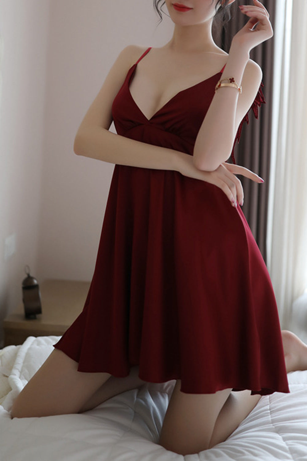 Women Elegant Solid Colored Fairy Styled Knee Above Lingerie