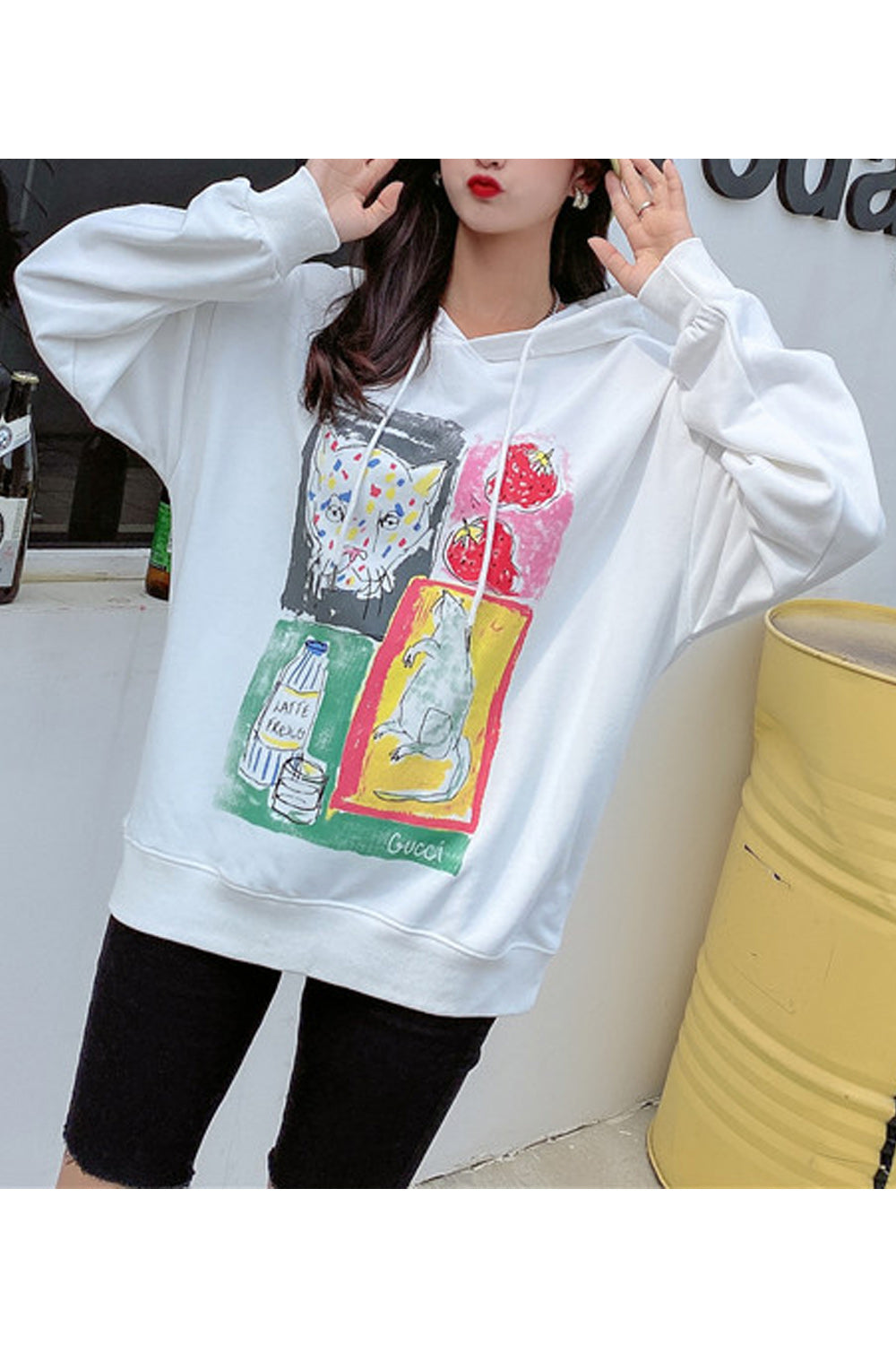 Women Loose Style Breathable Long Sleeve Printed Pattern Comfy Hoodie