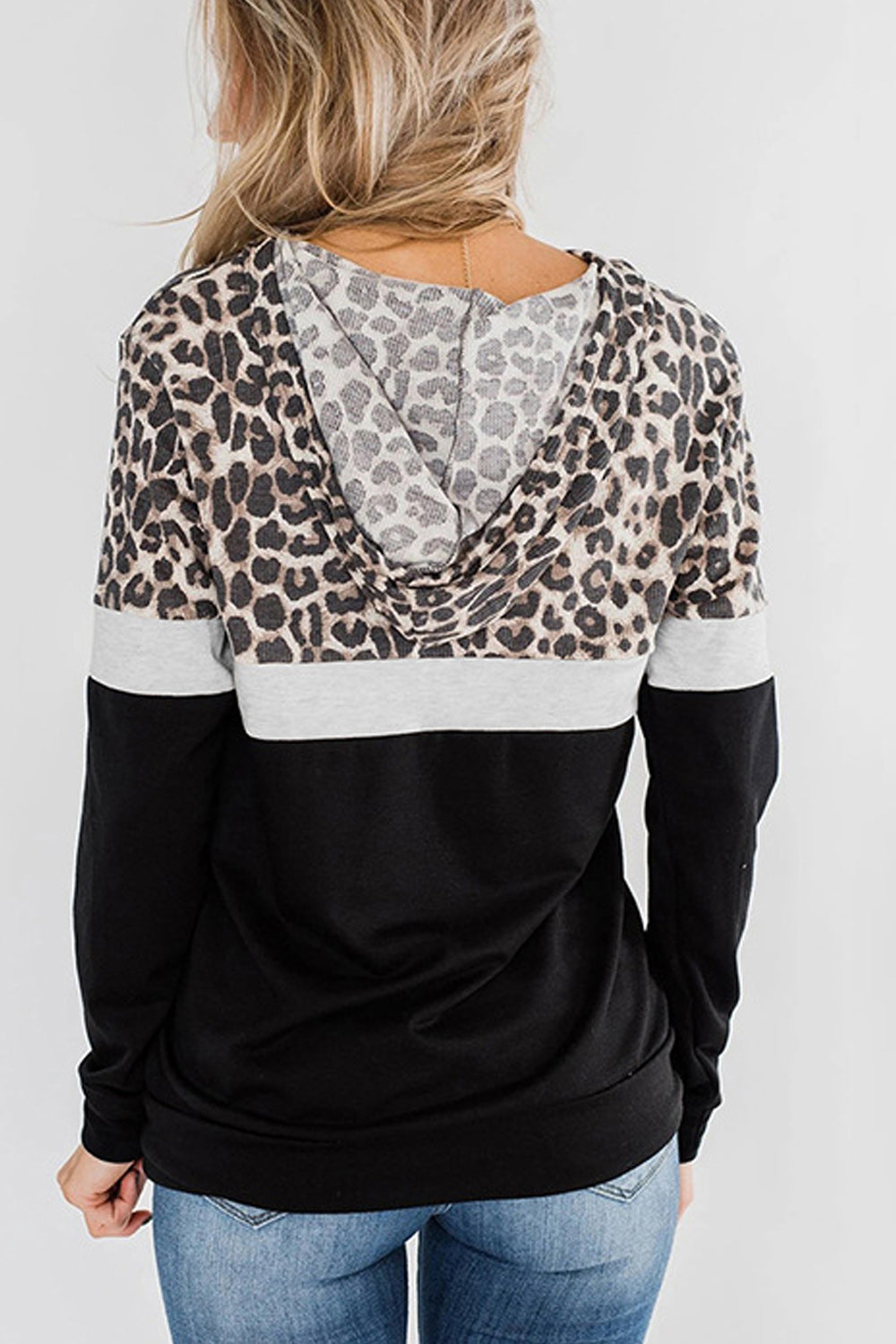 Women Leopard Pattern Breathable Long Sleeve Elegant Styled Hoodie