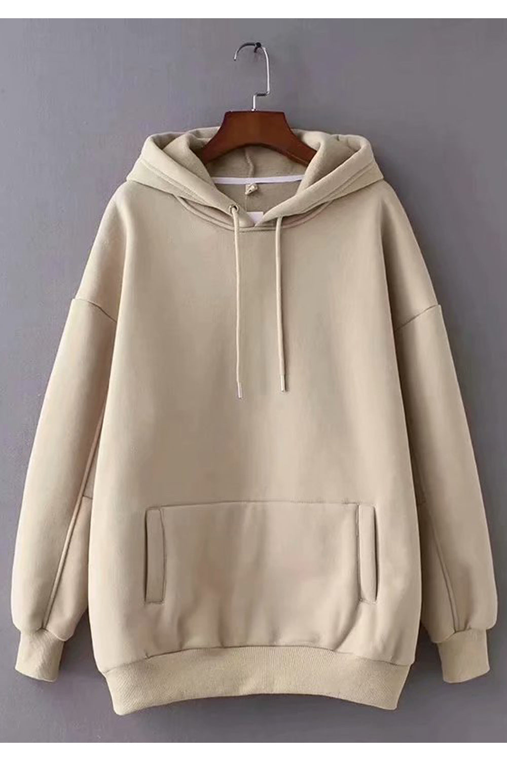 Women Solid Adjustable Hat Pouch Pocket Elasticated Hoodie