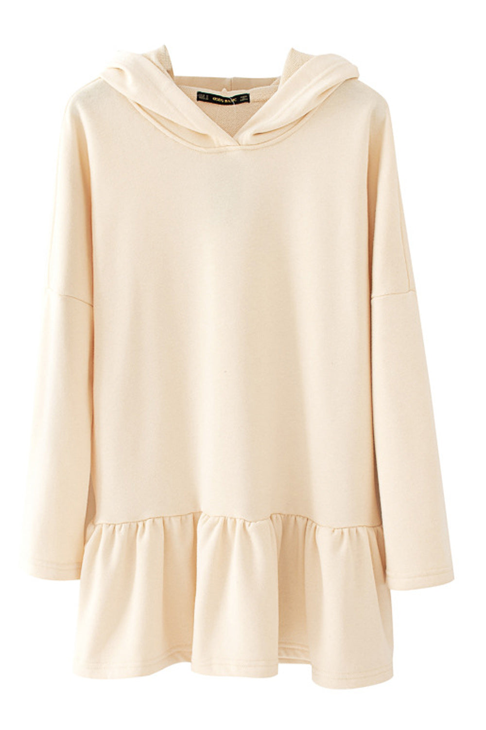 Women Hat Neck Long Sleeve Ruffled Hem Stylish Hoodie