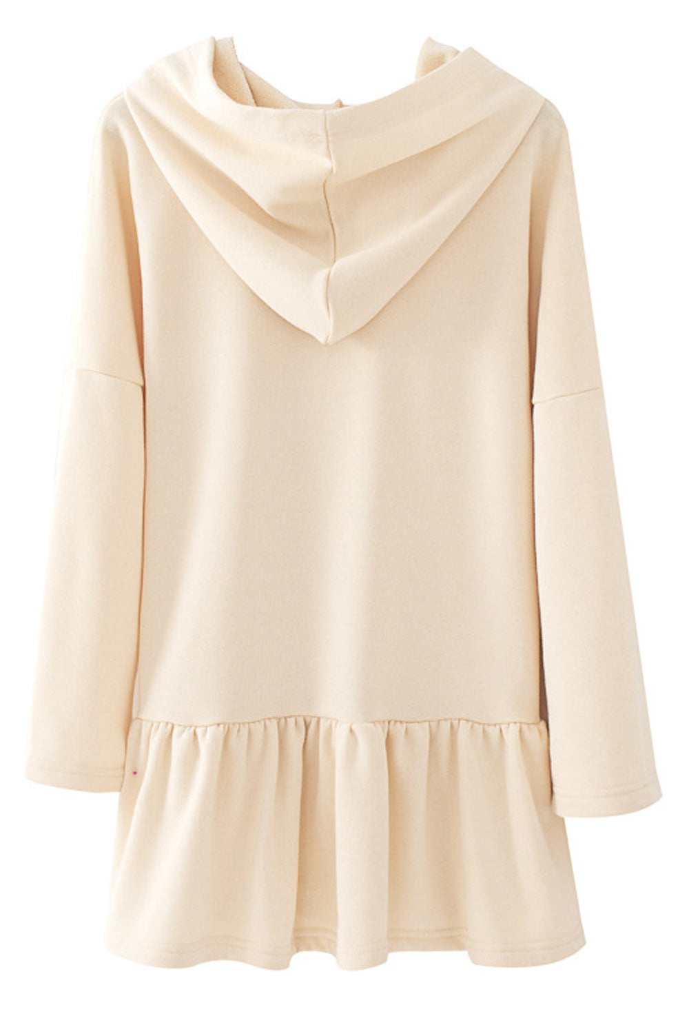 Women Hat Neck Long Sleeve Ruffled Hem Stylish Hoodie