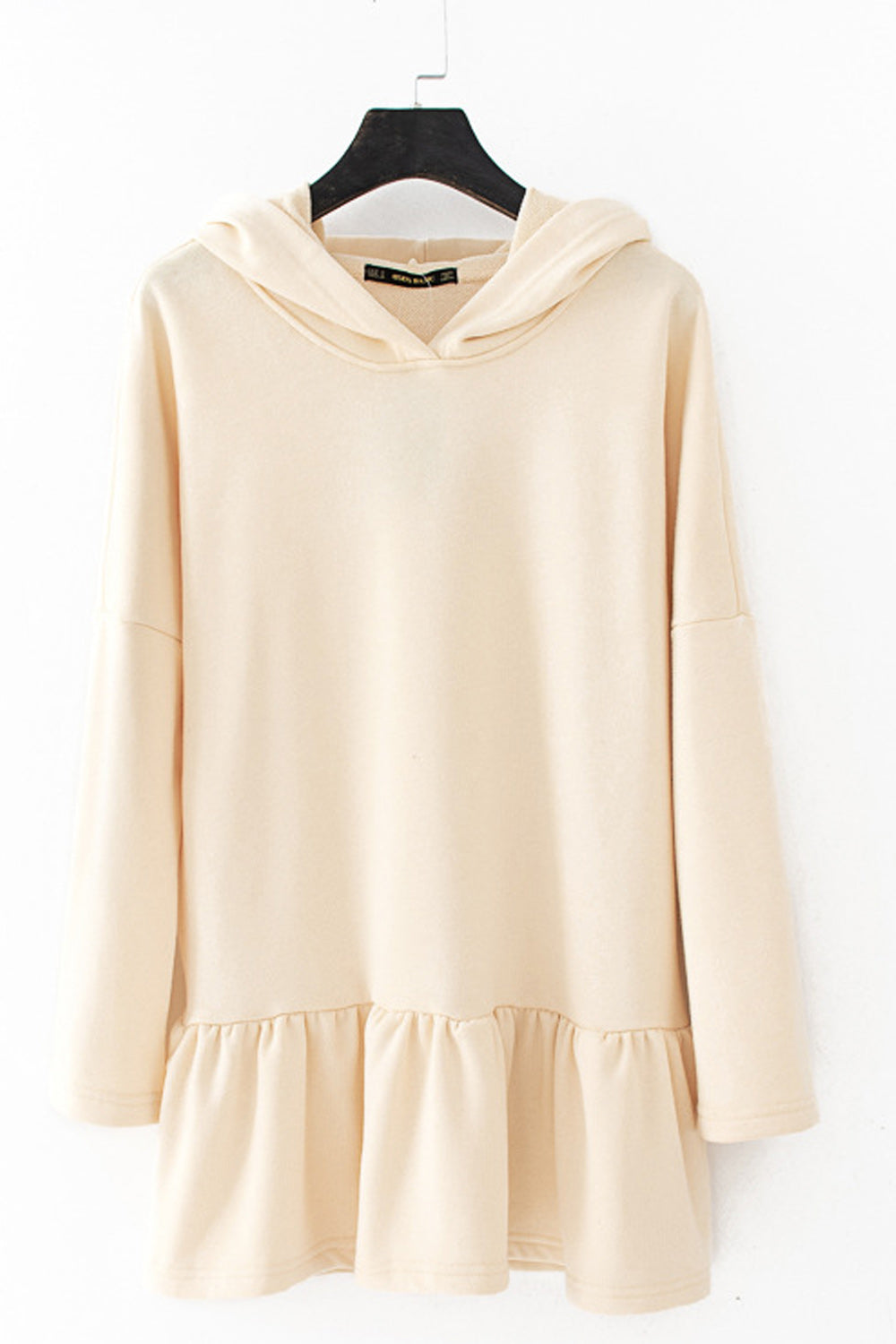 Women Hat Neck Long Sleeve Ruffled Hem Stylish Hoodie