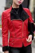 Women Warm Long Sleeve Oblique Zipper Closure Stylish Jacket