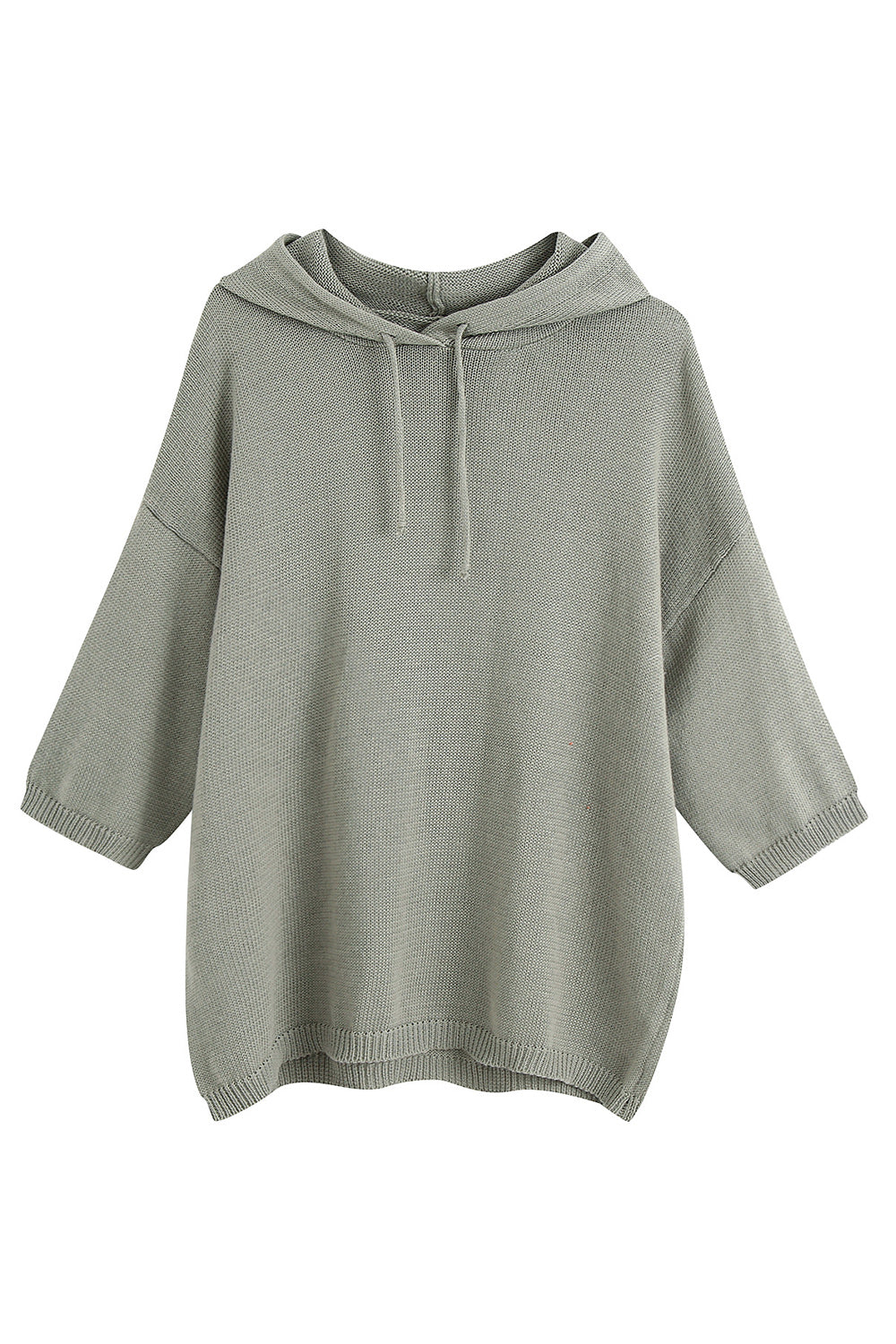 Women Half Sleeve Elegant Solid Pattern Loose Styled Hoodie