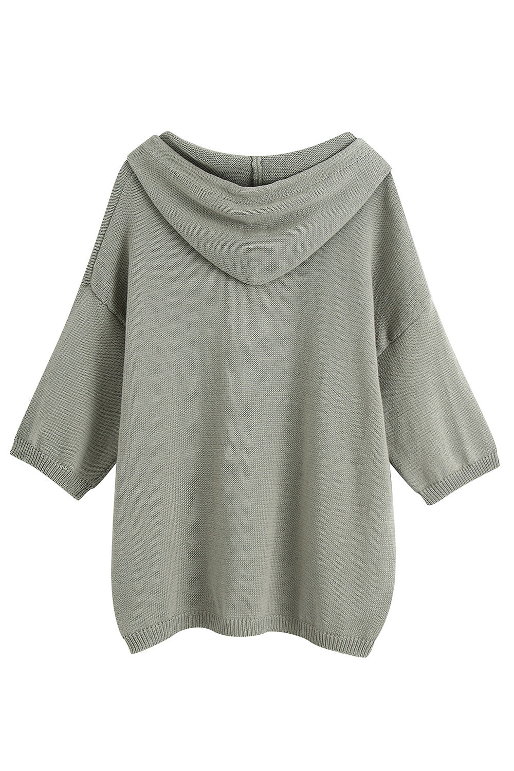Women Half Sleeve Elegant Solid Pattern Loose Styled Hoodie