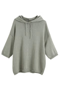 Women Half Sleeve Elegant Solid Pattern Loose Styled Hoodie