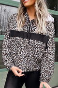 Women Stylish Leopard Printed Loose Style Long Sleeve Charming Hoodie
