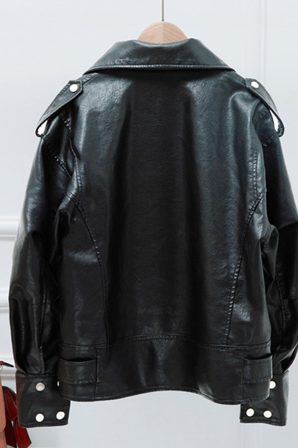 Women Long Sleeve Breathable Loose Style Elegant Leather Jacket