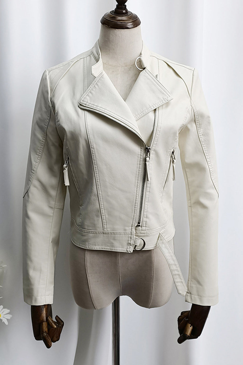 Women Regular Fit Fashionable Trendy Zipper Pocket Styled Leather Jacket