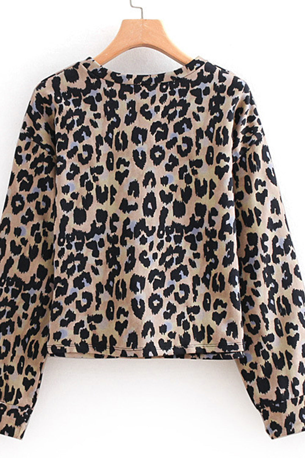 Women Convenient Round Neck Leopard Pattern Stylish Sweatshirt