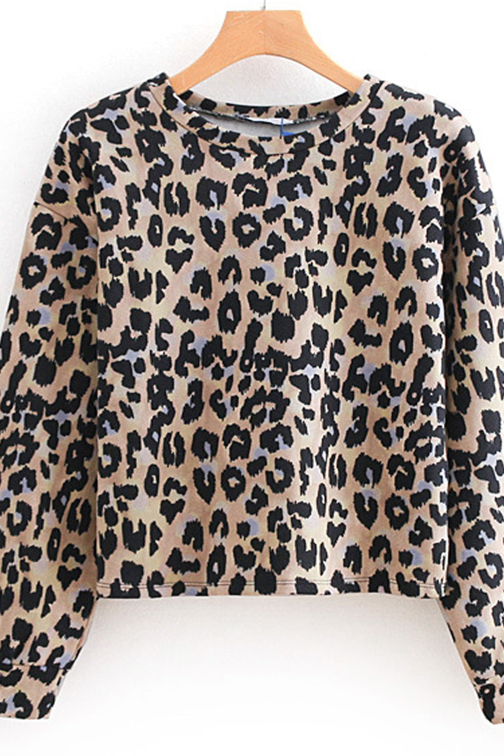 Women Convenient Round Neck Leopard Pattern Stylish Sweatshirt