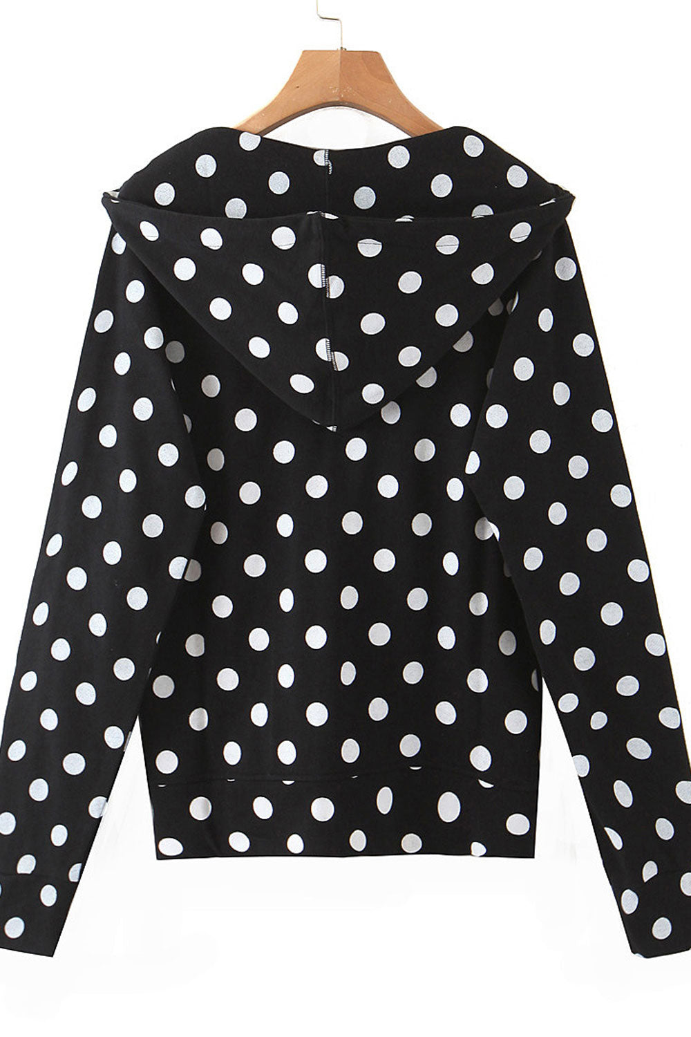 Women Polka Dot Print Full Zipper Long Sleeve Warm Cardigan