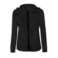 Women Long Zipper Solid Colored Hooded Jacket