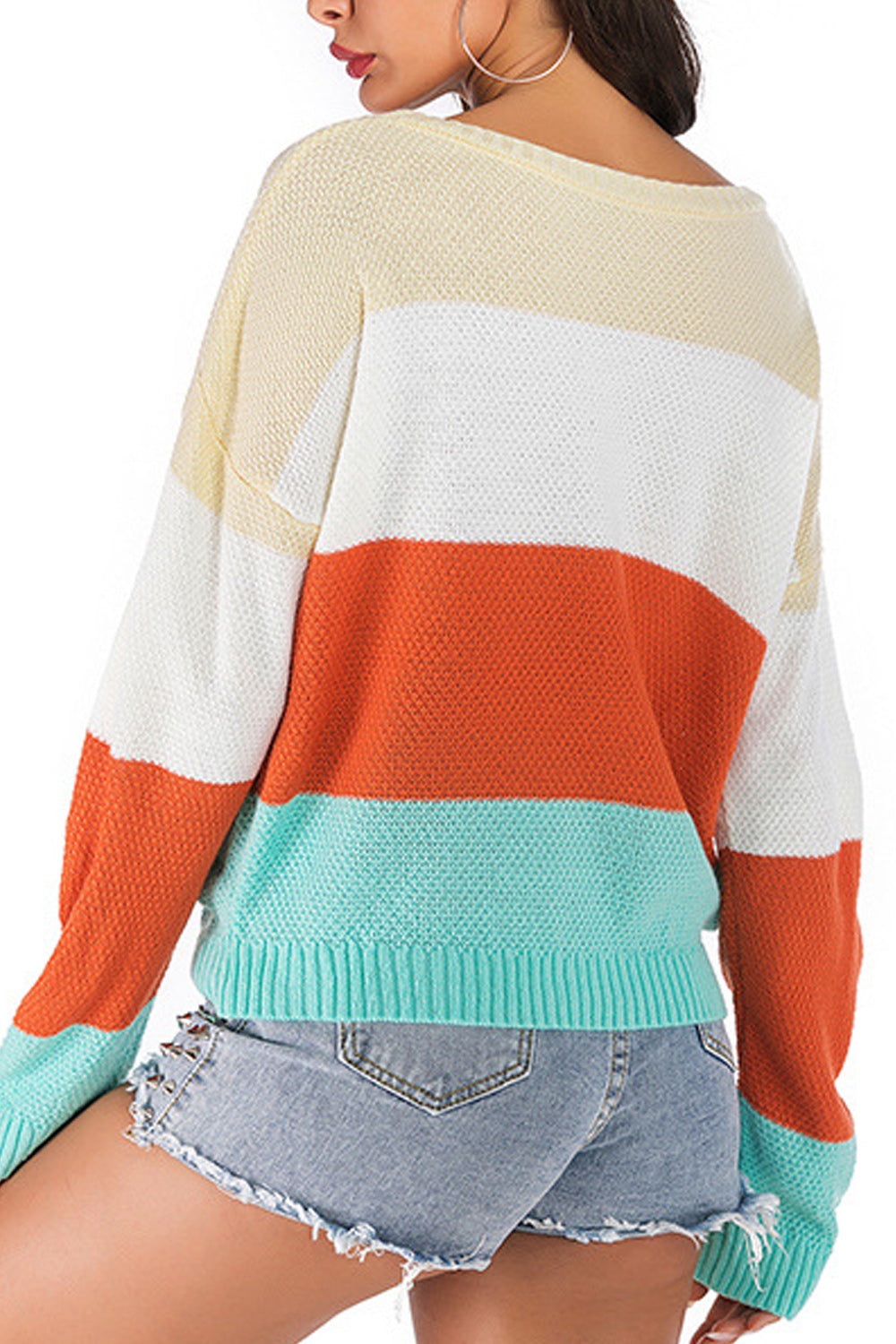 Women Round Neck Pretty Striped Thick & Warm Sweater