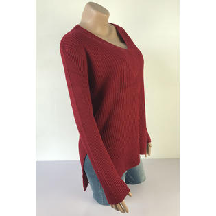 Women Fairy V Neck Split Hem Warm Sweater