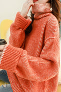 Women Sleek Turtle Neck Loose Thick & Warm Sweater