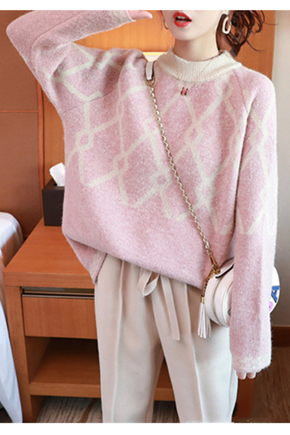 Women Pullover Round Neck Warm Knit Fashion Sweater