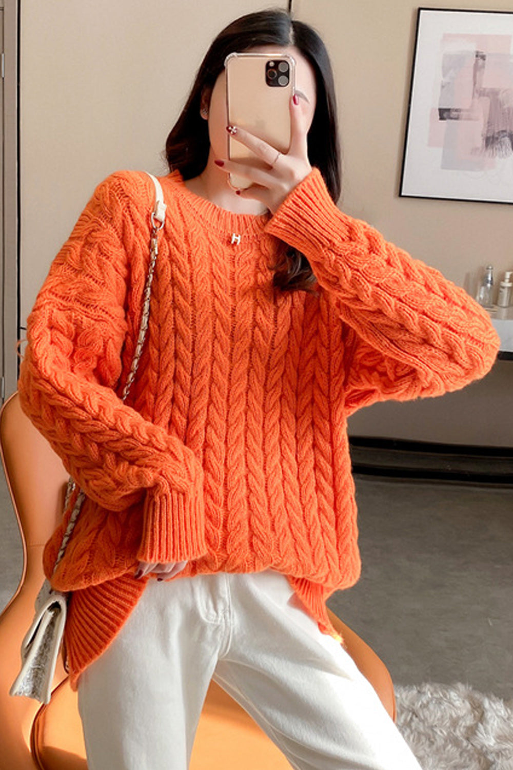 Women Super Soft Thick Long Sleeve Loose Winter Sweater