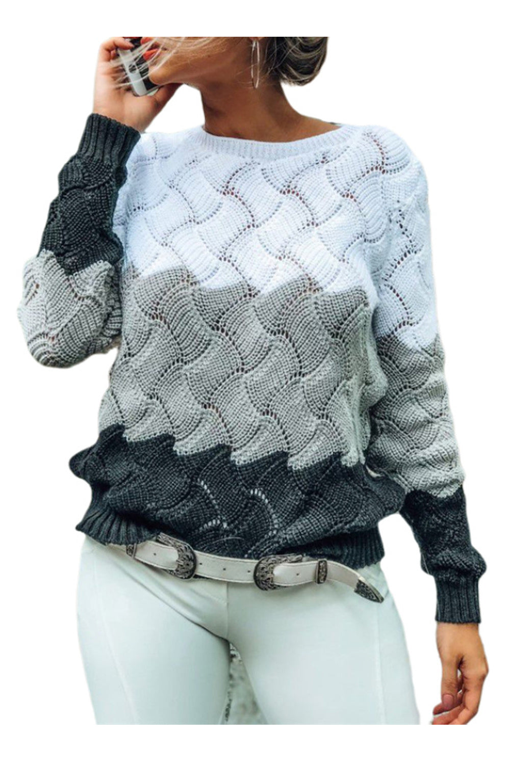 Women Thick Pullover Long Sleeve Holiday Casual Knitwear Sweater