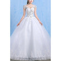 Women V-Neck Lace Long Tail Wedding Dress
